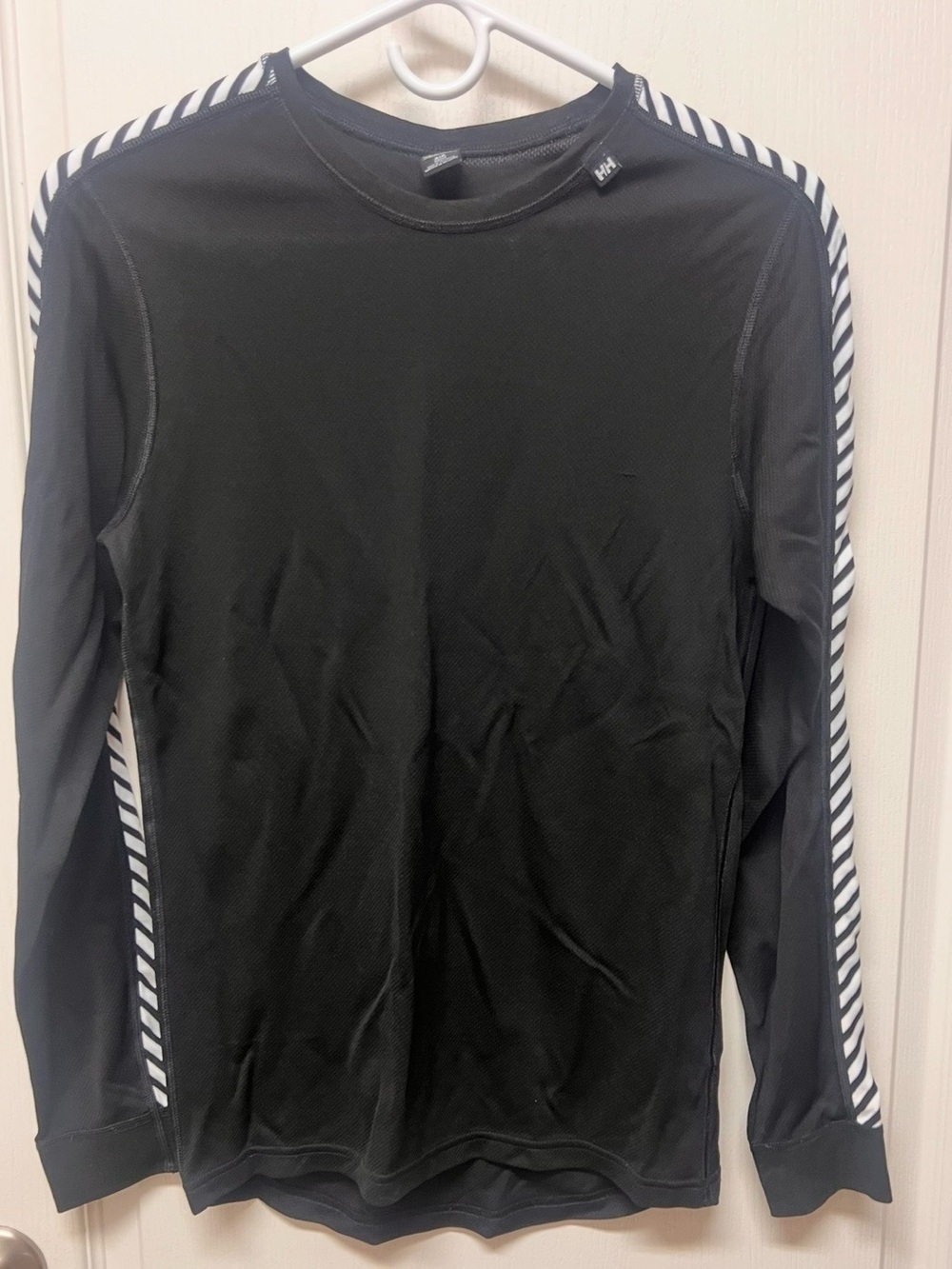 Helly Hansen Black Long-Sleeve Performance Tee with White Stripe Accents